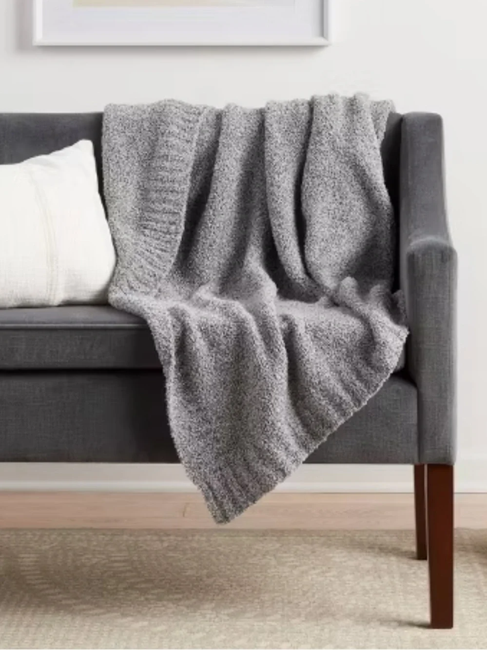 Threshold Cozy Knit‎ Throw Blanket Charcoal Midweight Modern Decor